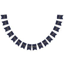 Wedding Party Bunting Navy Blue en Faux Gold Foil