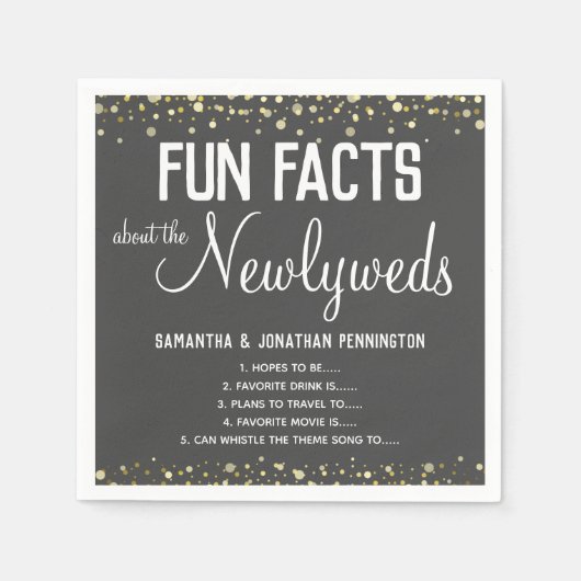 Wedding Party Fun Facts Minimal Confetti servet (Voorkant)
