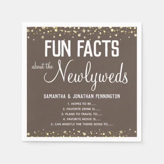 Wedding Party Fun Facts Minimal Confetti servet (Voorkant)