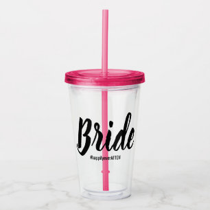 Wedding Party Hashtag Matching Bachelorette Roze Acryl Drinkbeker
