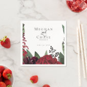 Wedding Party Napkin | Rich Burgundy Marsala Flora Servet (Insitu)