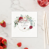 Wedding Party Napkins | Vibrant Red Peony Bouquet Servet (Insitu)