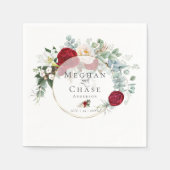Wedding Party Napkins | Vibrant Red Peony Bouquet Servet (Voorkant)