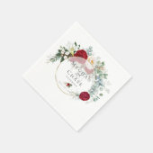 Wedding Party Napkins | Vibrant Red Peony Bouquet Servet (Hoek)