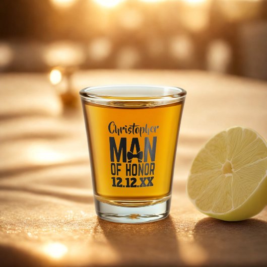 Wedding Party Personalized Man of Honor Shot Glass Glas