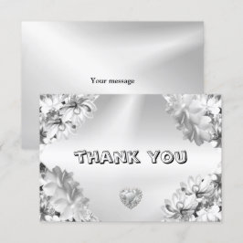 Wedding Party Silver Floral Geometric Elegant Bedankkaart