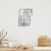 Wedding Party Silver Hearts Grey Black Elegant Poster (Keuken)