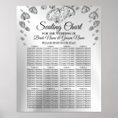 Wedding Party Silver Hearts Grey Black Elegant Poster (Voorkant)