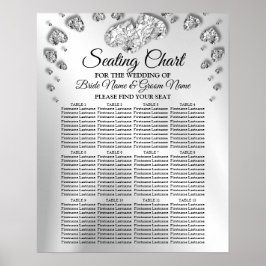 Wedding Party Silver Hearts Grey Black Elegant Poster