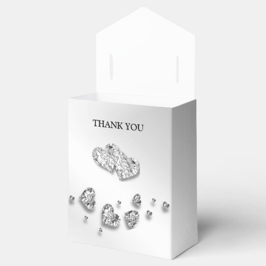 Wedding Party Silver Hearts Grey Elegant Bedankdoosjes (Geopend)