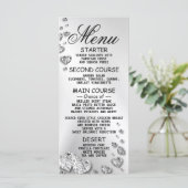 Wedding Party Silver Hearts Grey Elegant Dinner Menu (Staand voorkant)