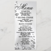 Wedding Party Silver Hearts Grey Elegant Dinner Menu (Voorkant)