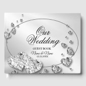 Wedding Party Silver Hearts Grey Elegant Gastenboek (Voorkant)