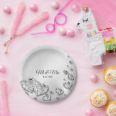 Wedding Party Silver Hearts Grey Elegant Papieren Bordje (Feest)