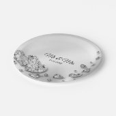 Wedding Party Silver Hearts Grey Elegant Papieren Bordje (Gekanteld)