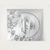 Wedding Party Silver Hearts Grey Elegant Wandkleed (Voorkant (horizontaal))