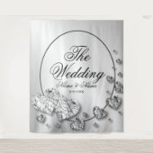 Wedding Party Silver Hearts Grey Elegant Wandkleed (Voorkant)