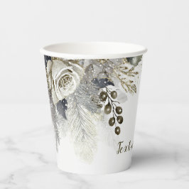 Wedding Party Watercolor Silver Golden White Roses Papieren Bekers