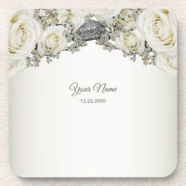 Wedding Party White Floral Greenery Beige Modern Bier Onderzetter