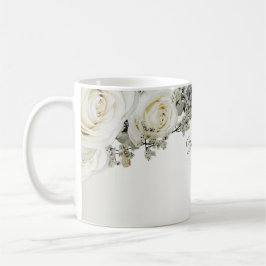 Wedding Party White Floral Greenery Beige Modern Koffiemok
