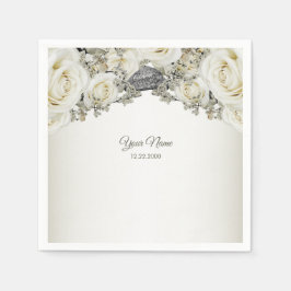 Wedding Party White Floral Greenery Beige Modern Servet