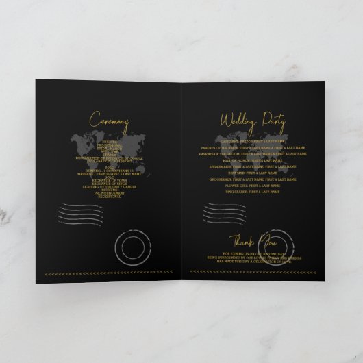 Wedding Passport Black Gold Order of Service Programma (Binnen)