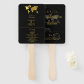 Wedding Passport Black Gold Program Handwaaier (Voorkant en achterkant)