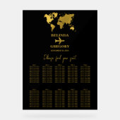 Wedding Passport Black Gold Seating Chart Acryl Bord (Voorkant)