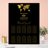 Wedding Passport Black Gold Seating Chart Acryl Bord (Huwelijk)