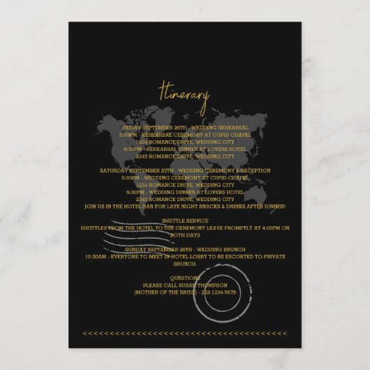 Wedding Passport Sage Black Itinerary Programmakaart (Achterkant)