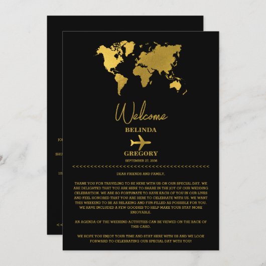 Wedding Passport Sage Black Itinerary Programmakaart (Voorkant / Achterkant)