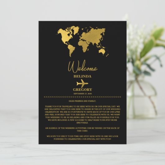 Wedding Passport Sage Black Itinerary Programmakaart (Staand voorkant)