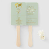 Wedding Passport Sage Green Gold Programma Handwaaier (Voorkant en achterkant)