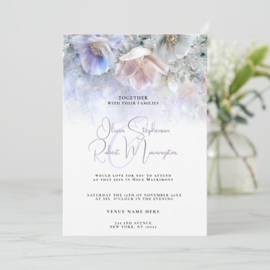 Wedding | Pastel Peony Kaart (Staand voorkant)