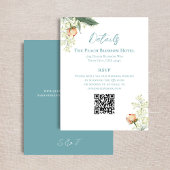 Wedding Peach Blue Details QR Code RSVP Informatiekaartje