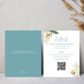 Wedding Peach Blue Details QR Code RSVP Informatiekaartje