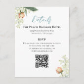 Wedding Peach Blue Details QR Code RSVP Informatiekaartje (Voorkant)
