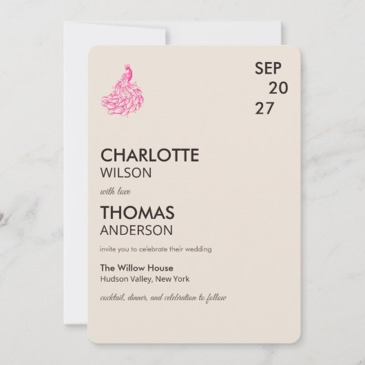 Wedding Peacock Botanical | Couture Art Kaart (Voorkant)