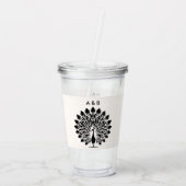 Wedding Peacock Botanical Vintage Timeless Etched Acryl Drinkbeker (Achterkant)
