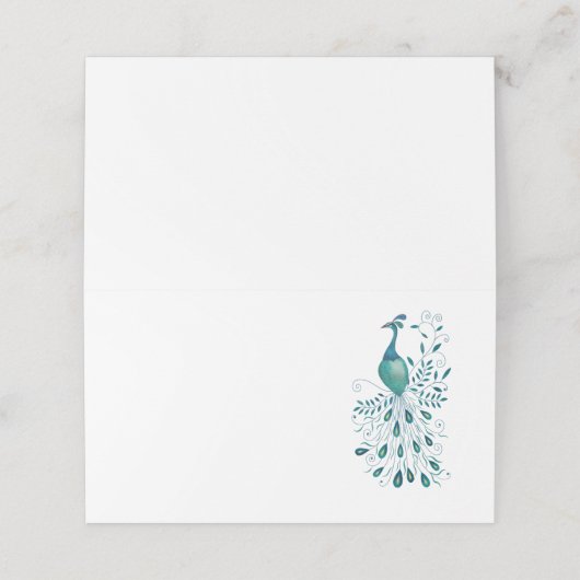 Wedding Peacock Place Naam Plaats Kaart Plaatskaartje (Buitenkant ongevouwen)