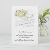 Wedding Pearl Heart over formele uitnodiging (Staand voorkant)