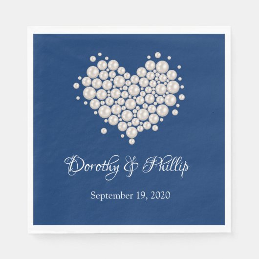 Wedding Pearl Heart Paper Napkins Servet (Voorkant)