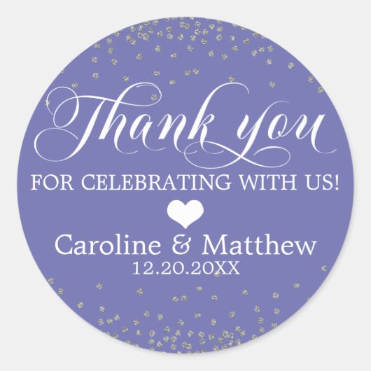 Wedding Peri Sprinkle Sparkle Silver DANK JE Ronde Sticker (Voorkant)