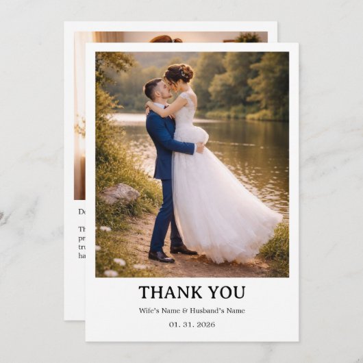 Wedding Personalized Card | Simple Elegant Couple  Kaart (Voorkant / Achterkant)