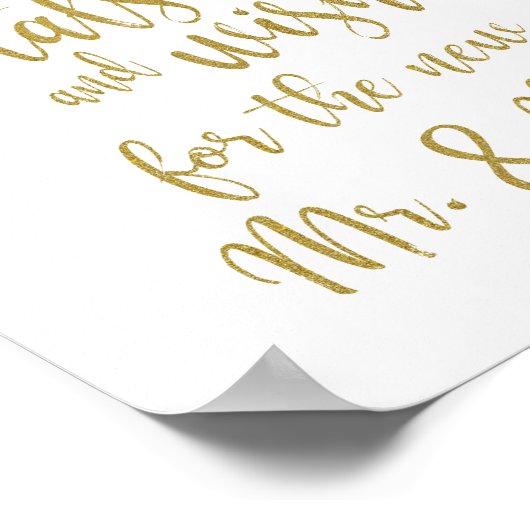 Wedding Petal Toss 8x10 Gold Glitter Sign Poster (Hoek)