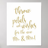 Wedding Petal Toss 8x10 Gold Glitter Sign Poster (Voorkant)