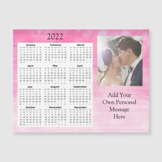 Wedding Photo 2022 Mini Calendar Magnetic Invitat Magnetische Uitnodiging (Voorkant)