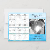 Wedding Photo Blue Gradient Mini 2021 Calendar Magnetische Uitnodiging (Voorkant)
