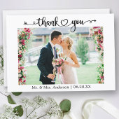 Wedding Photo Calligraphy Script Heart Bedankkaart