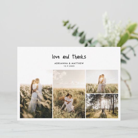 Wedding Photo Collage Casual Liefde & Bedankt Scri (Staand voorkant)
